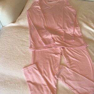 Thermajane - Women’s Pink Long Sleeve, V-neck Pajama Set